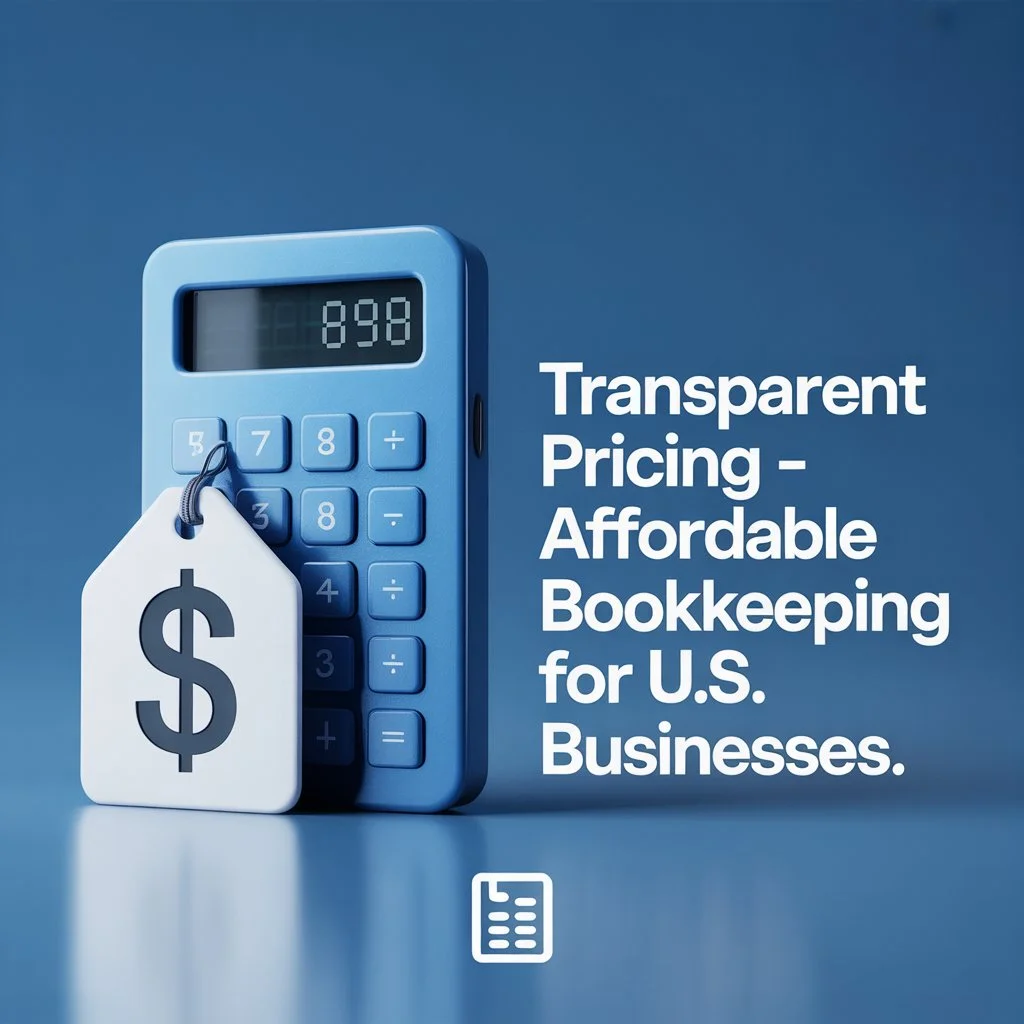Transparent pricing illustration representing affordable bookkeeping services for U.S. businesses.