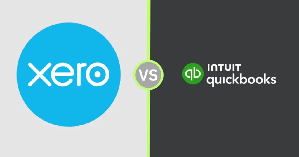 QuickBooks vs Xero 2025 comparison chart showing pricing plans and key features for US small business accounting software